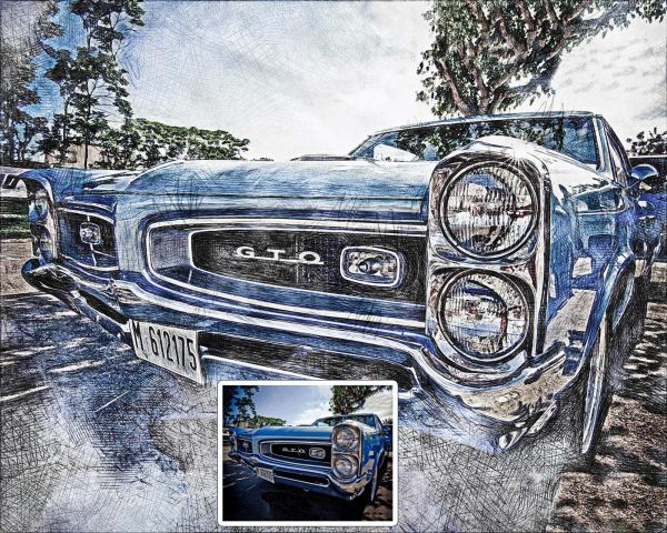 Pontiac GTO Custom Color Digital Drawing