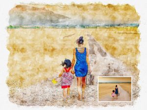 Best Gift for Mother's Day Watercolor Portrait from Photo Digital Art