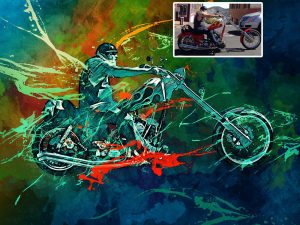 Cool Bike Portrait Painting Digital Art