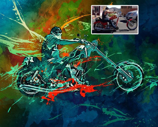 Cool Bike Portrait Painting Digital Art