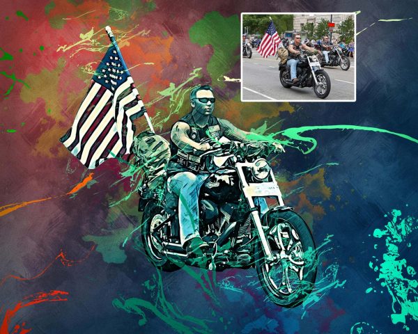 Cool Bike Portrait Man Cave Decor