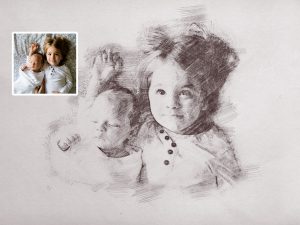 pencil drawing photo to Family Portrait