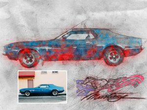 Custom Color Drawing Car Portrait