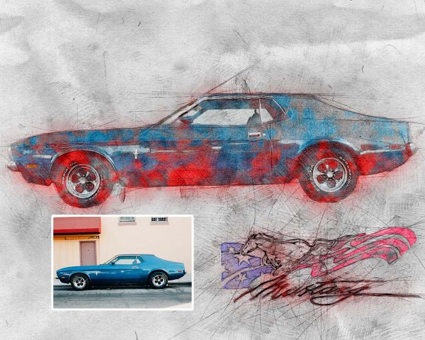 Custom Color Drawing Car Portrait