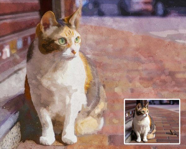 Watercolor Cat Loss Gift Digital Art