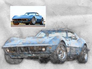 Chevrolet Corvette Color Drawing Digital Art