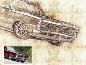 Restoration Car Sketch Drawing Digital Art