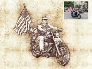 Bikers on Parade Vintage Motorcycle Portrait