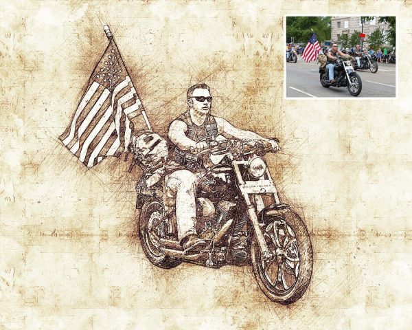 Bikers on Parade Vintage Motorcycle Portrait