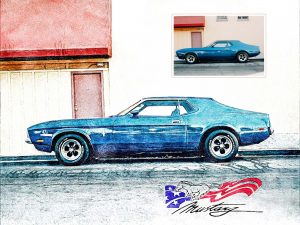 American Muscle Mustang Color Drawing Digital Art