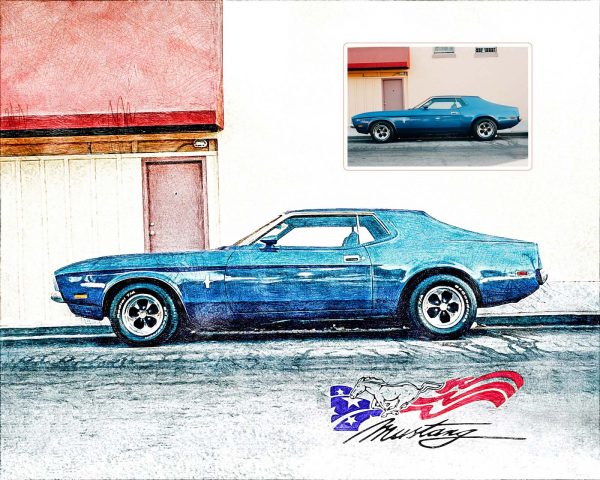 American Muscle Mustang Color Drawing Digital Art