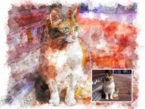 Watercolor Cat Painting Gift For Loved Ones Digital Art