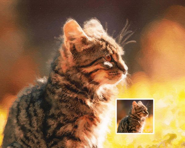 Custom Oil Technique Cat Portrait Digital Painting