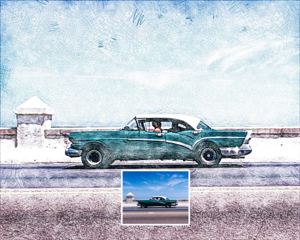 Custom Automobilia Color Sketch Digital Art