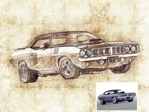 Muscle Car Custom Sketch Drawing Digital Art