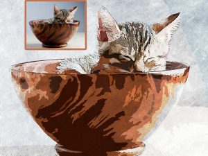 Watercolor Kitten Portrait Digital Art Custom