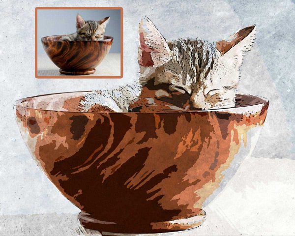 Watercolor Kitten Portrait Digital Art Custom