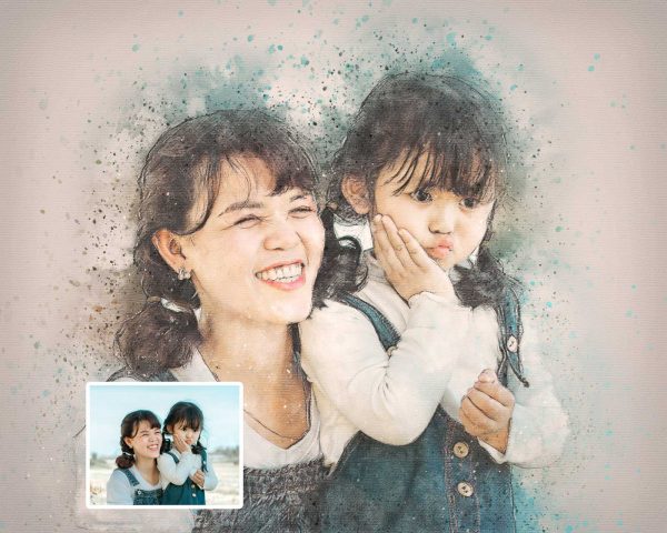 Custom Mother's Day Everlasting Gift Mom Mommy Portrait from Picture Digital Art