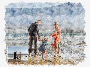 Custom Watercolor Family Artwork from Photo Mother's Day Present Digital Art