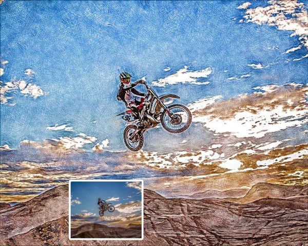 Motocross Riders Jumping Digital Artwork