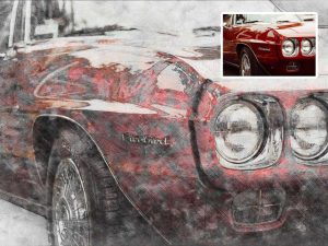 Custom Car Drawing Firebird Digital Art