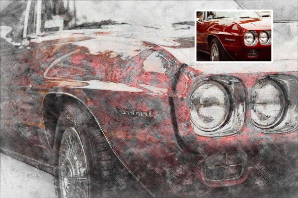 Custom Car Drawing Firebird Digital Art