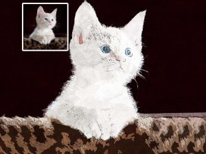 Watercoloro Kitten Portrait from Photo Digital Art