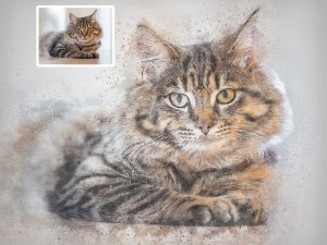 Cat Chalk Sketch Technique Pet Loss Gift Digital Art