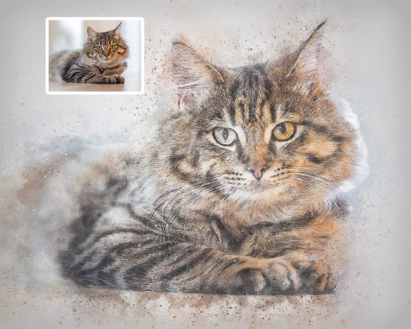 Cat Chalk Sketch Technique Pet Loss Gift Digital Art