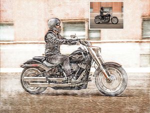 Motorcycle Bike Rider Sketch Digital Art