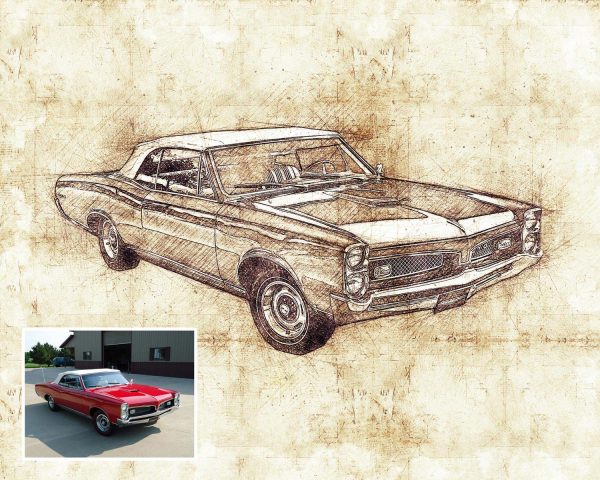 Custom Sketch Muscle Car Digital Art