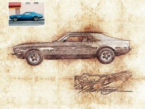 Classic Muscle Car Digital Drawing