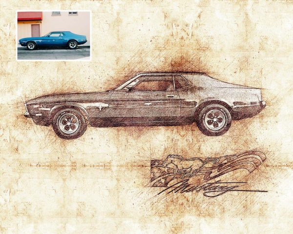 Classic Muscle Car Digital Drawing