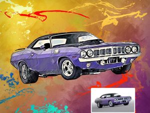 American Muscle Car Portrait Digital Artwork