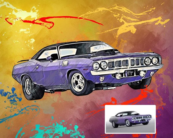 American Muscle Car Portrait Digital Artwork