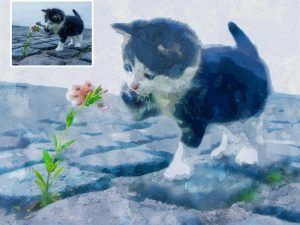 Turn Kitty Photo To Custom Watercolor Portrait Digital Art