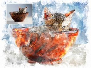 Photo to Watercolor Kitten Portrait Digital Art Sentimental Gift